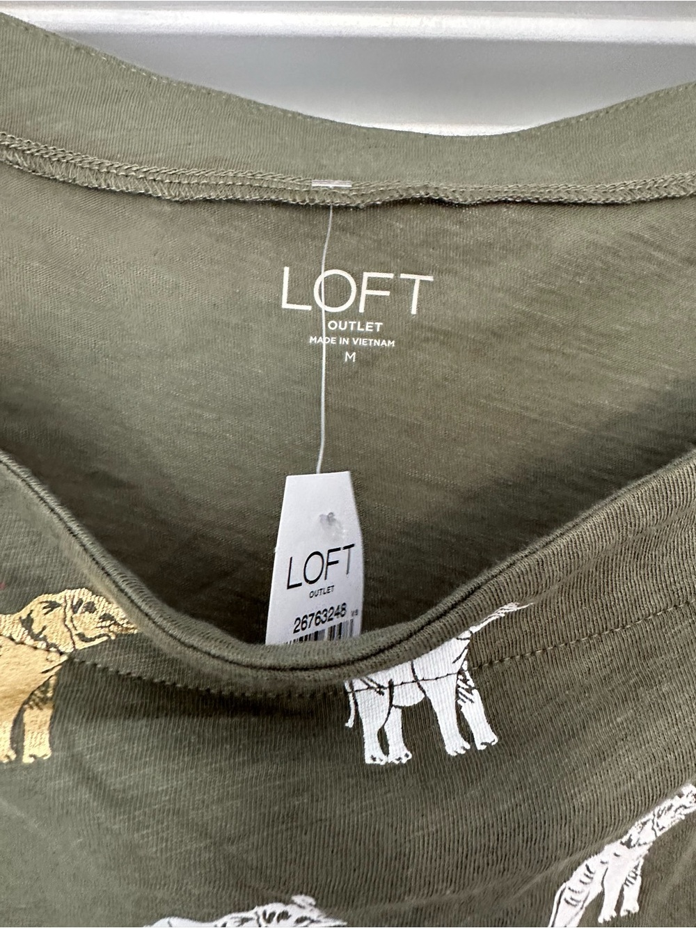 LOFT Olive Green Elephant Print Tee - Picture 4 of 5